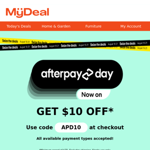 Afterpay Day is ON! Ready...Set..SALE! 🏁