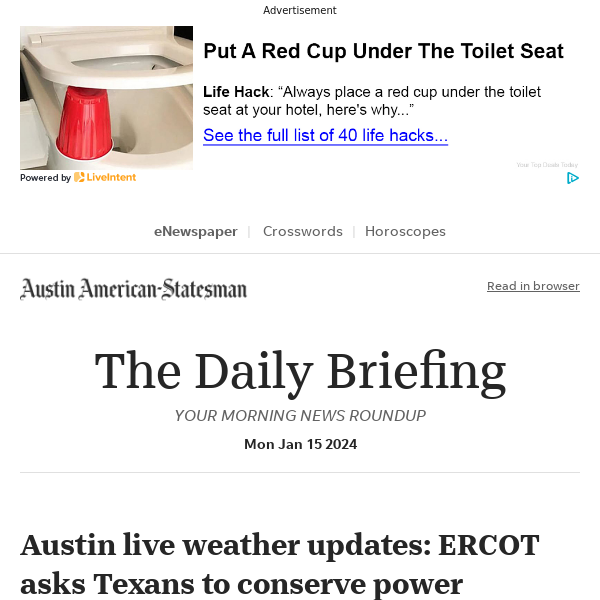 Daily Briefing: Austin live weather updates: ERCOT asks Texans to conserve power Monday