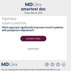 Smartest Doc Psychiatry Quiz for Friday