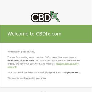 Your CBDfx.com account has been created!