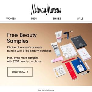 Free sample bundle from top brands with beauty purchase!