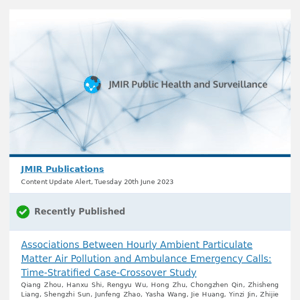 [JPH] Associations Between Hourly Ambient Particulate Matter Air Pollution and Ambulance Emergency Calls: Time-Stratified Case-Crossover StudyÂ 