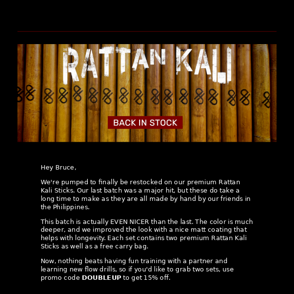 Rattan Kali Stick Back In Stock!