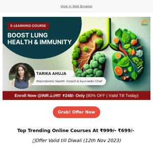 🫁 Healthy Lungs During Pollution & Diwali Season - Online Course, 80% Off for 2 days!