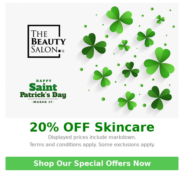 🌈 20% OFF Skincare ☘️ Happy St. Patrick's Day