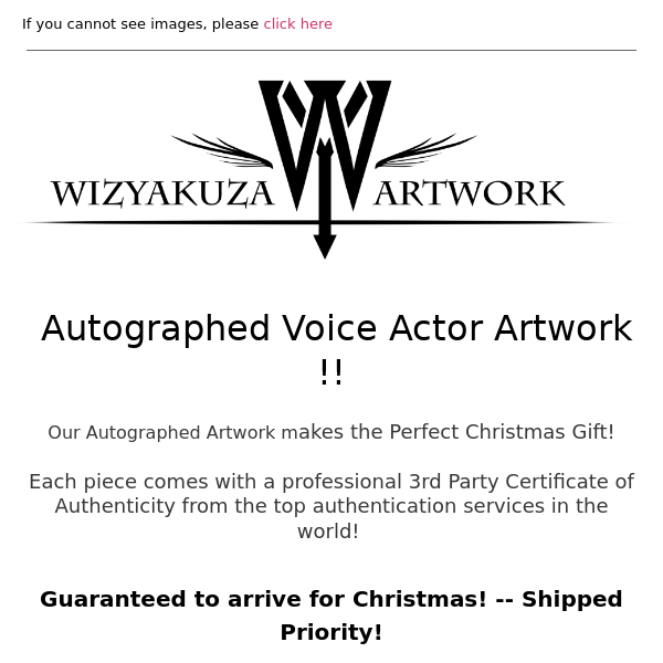 Shop Autographed Artwork for Christmas! || Wizyakuza.com