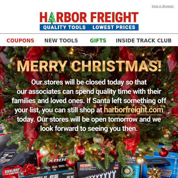 Merry Christmas from Harbor Freight