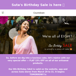 Birthday Sale-FLAT 15 % OFF