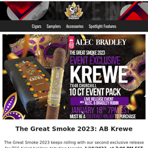 Alec Bradley Krewe Releases TONIGHT at 7PM EST