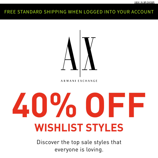 40% off Top Sale Styles - Armani Exchange