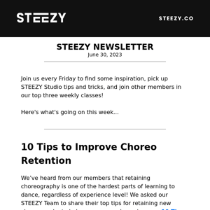 STEEZY Weekly Newsletter