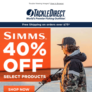 40% Off Select Simms Apparel