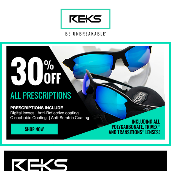 30% Off All Prescription Eyewear, Ski Goggles Included!