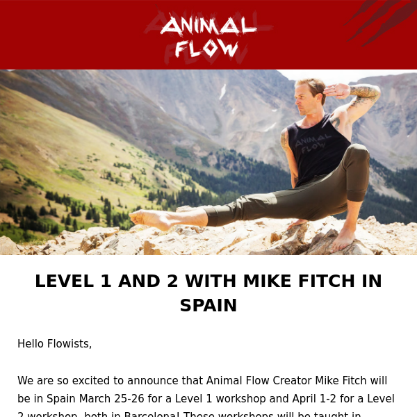 Animal Flow L1 and L2 with Mike Fitch in Barcelona