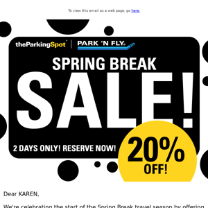 FLASH SALE! 20% off for Spring Break!