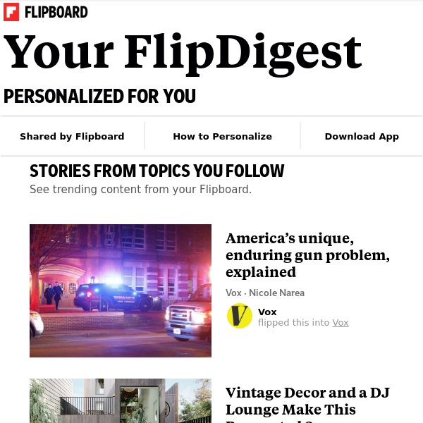 Your FlipDigest: stories from Sports, Technology, News and more