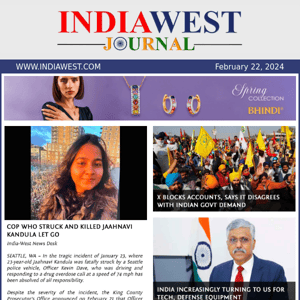 IndiaWest: Today's News, 22 February 2024