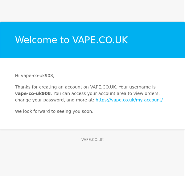 Your VAPE.CO.UK account has been created!