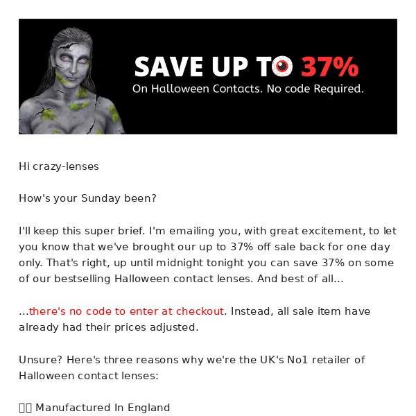 RE: Last chance for 37% of Halloween contacts?