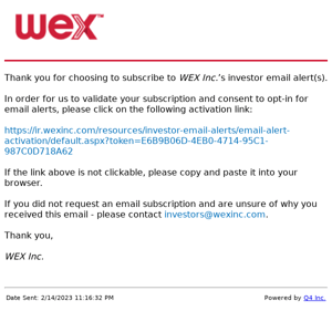 WEX Inc. Website - Validate Account