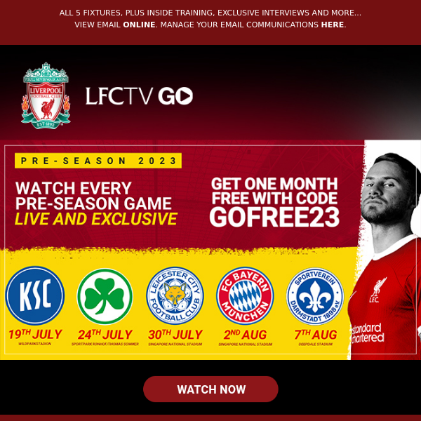 Watch LFC v KSC today LIVE on LFCTV GO