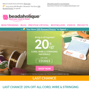 Last Chance! 20% Off Thread, Cord, Memory Wire, FireLine and More