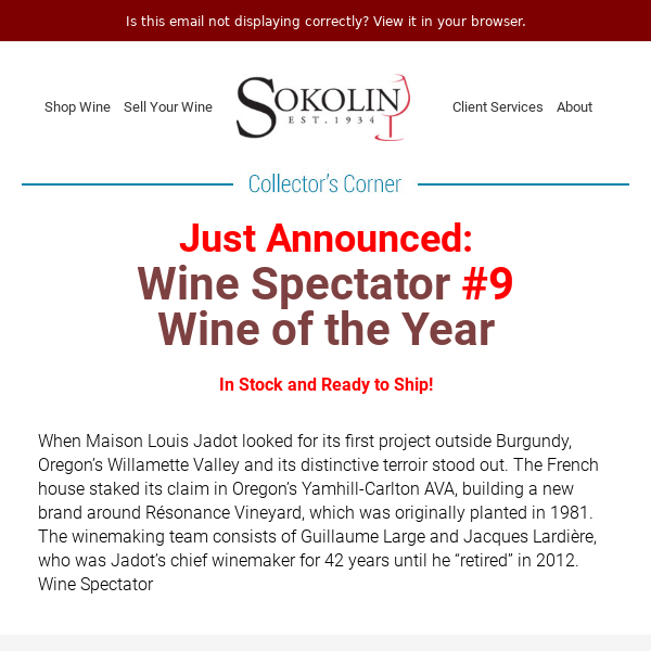 Hot Off the Press: Wine Spectator's #9 Wine of the Year