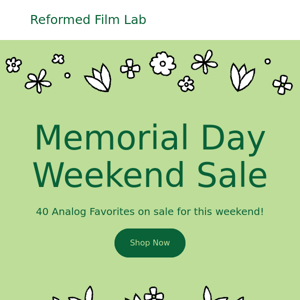 Memorial Day Weekend Sale