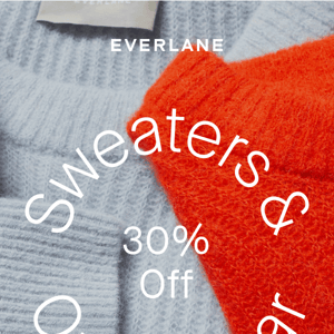 30% off Sweaters & Outerwear
