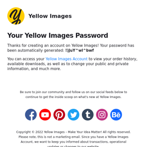 Your account on Yellow Images