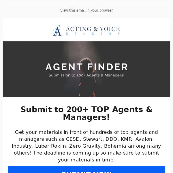 Submit to 200+ Agents & Managers!