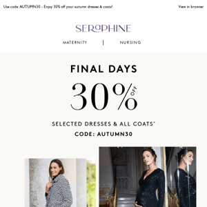 ENDS SUNDAY: 30% Off All Coats & Selected Dresses