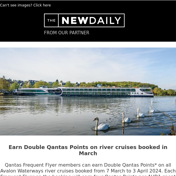 SPONSORED: Earn Double Qantas Points with Avalon Waterways this month