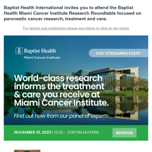 Baptist Health Miami Cancer Institute Research Roundtable - Pancreatic Cancer