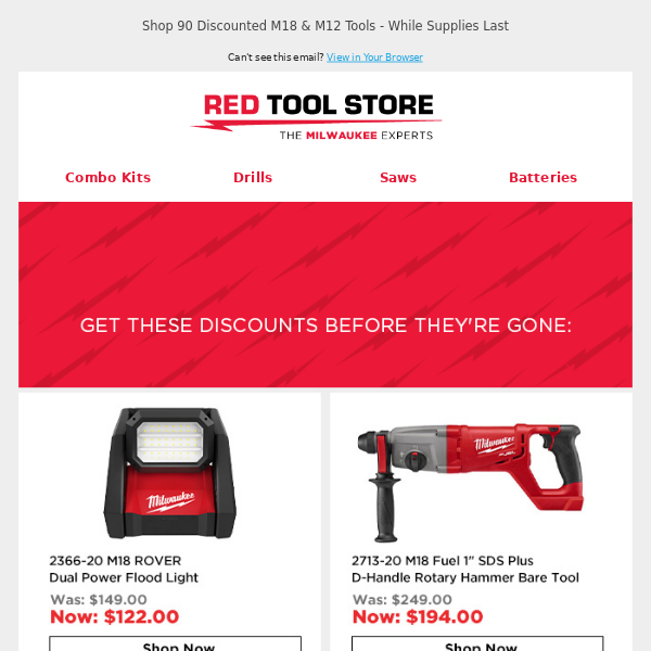 90 Milwaukee Tools On Sale Right Now - While Supplies Last