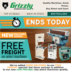 ⏱️ FREE FREIGHT ENDS TODAY ⏱️ 