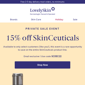 LAST CALL: 15% off SkinCeuticals ends tonight