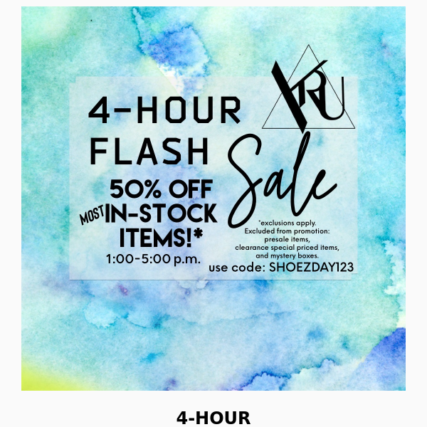 🌧️ 4-HOUR FLASH SALE! 1pm to 5pm [pst]