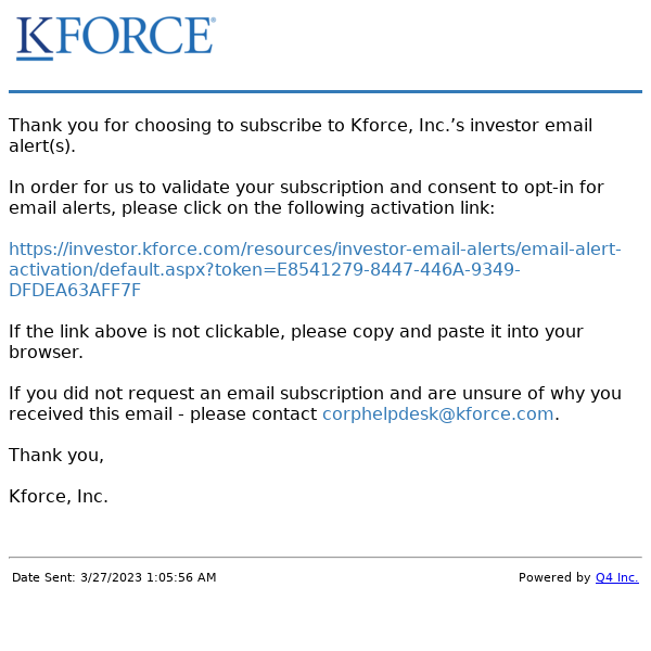 Kforce, Inc. Website - Validate Account