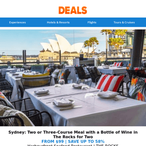 Sydney: Two or Three-Course Meal w. a Bottle of Wine in The Rocks for Two