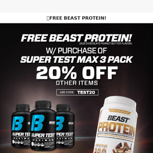 FREE 2LB Protein w/ Super Test Max 3Pk Purchase