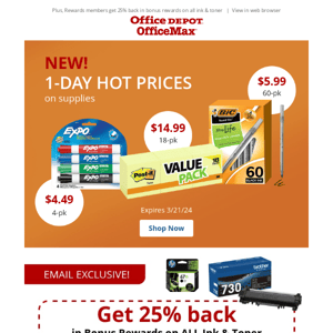 Hot Deals! Hot Prices on Supplies, Furniture and More!