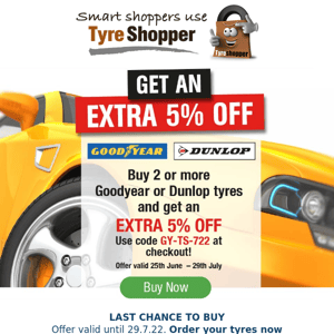 Offer ending - Don't miss out on summer tyre savings!