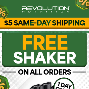 🚨 1 Day ONLY! Free Shaker on all orders!