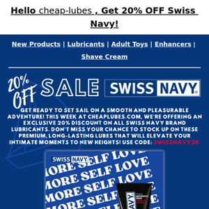 ⚓ Dive into 20% Off Swiss Navy Lubricants - Limited Time!