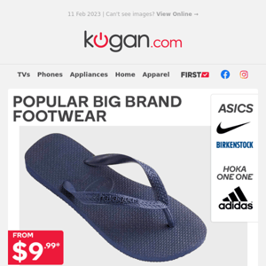 👟 Nike, Hoka One One, Havaianas & More - Popular Big Brand Footwear from $9.99!*