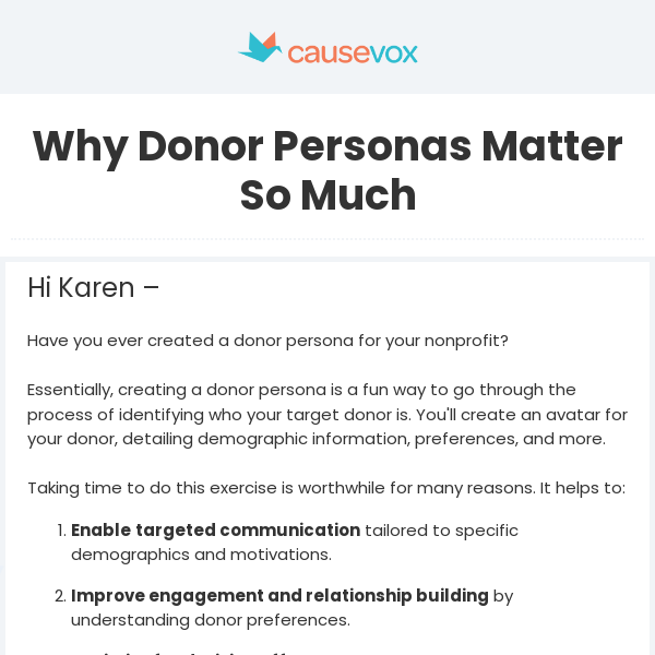 Why Donor Personas Matter So Much