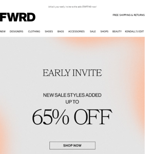 You’ve Scored an Early Invite: 65% Off Sale