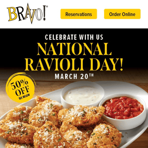 It's National Ravioli Day! Treat Yourself To 50% Off