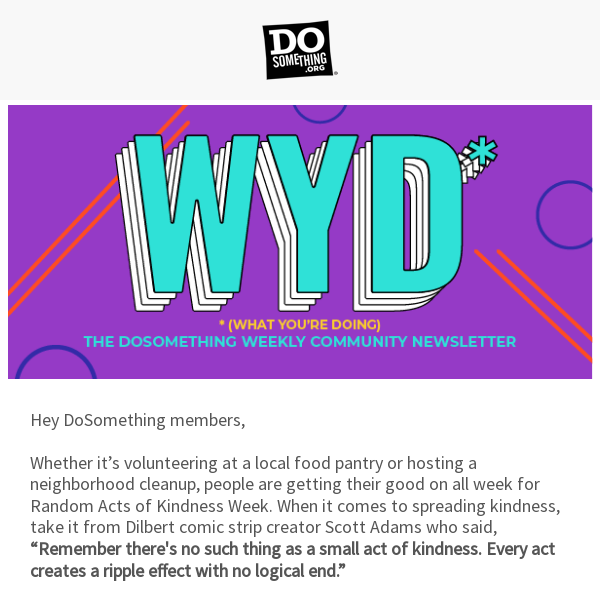 WYD (What You’re Doing) to Earn Volunteer Credits For Your Random Acts of Kindness 🤝